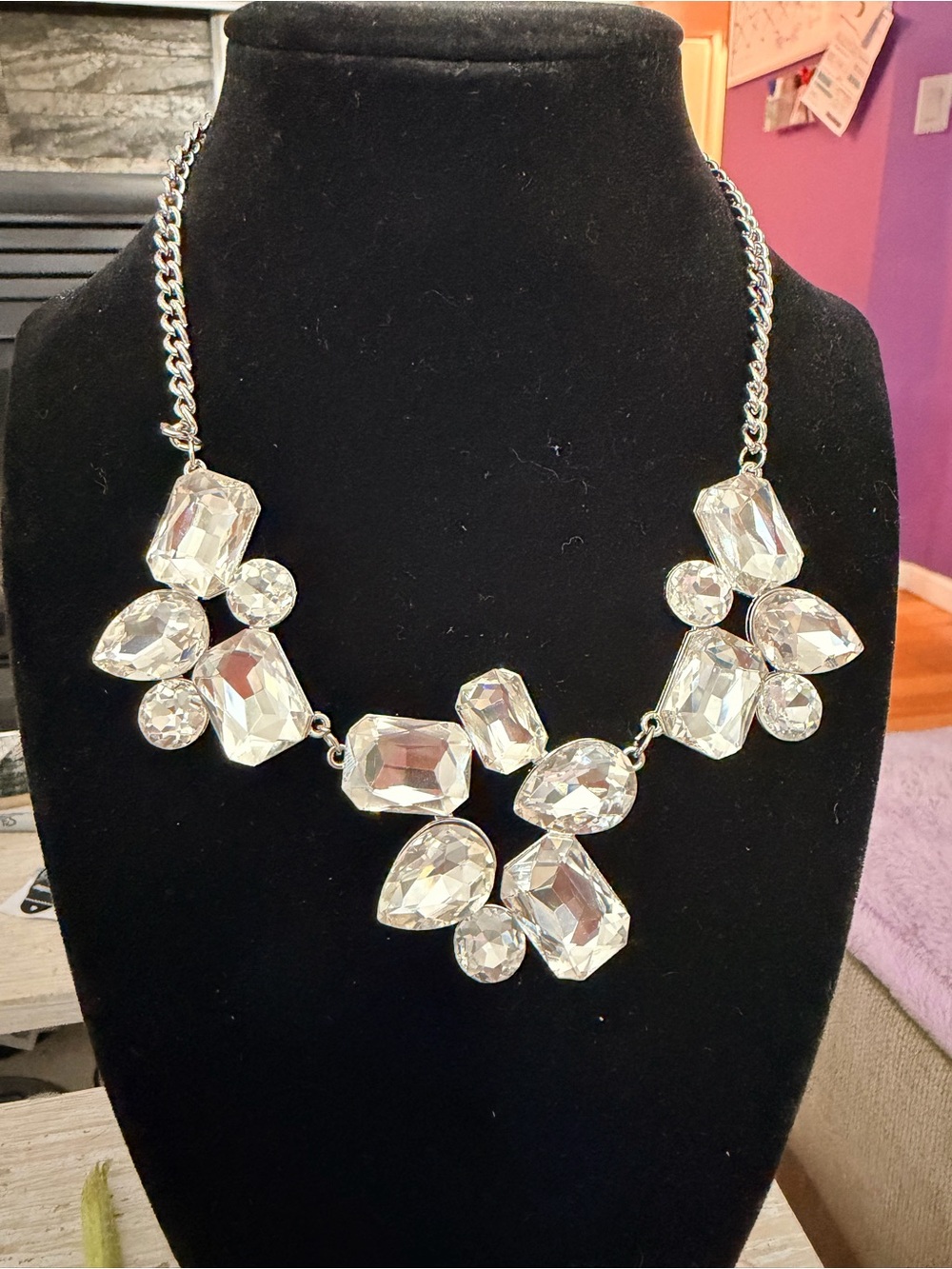 Touchstone Crystal Statement Necklace in Silver